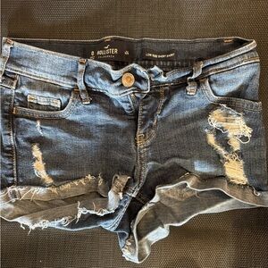 Hollister Women's Ripped Jean Shorts - Dark Blue